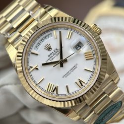 Đồng Hồ Rolex Day-Date Replica 11 Mặt Trắng Sứ Máy Calibre 3255 Super Clone Nhà Máy RC 40mm (10)
